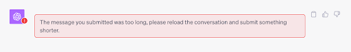 Error Message on Exceeding Token Limit on LLM Apps like ChatGPT