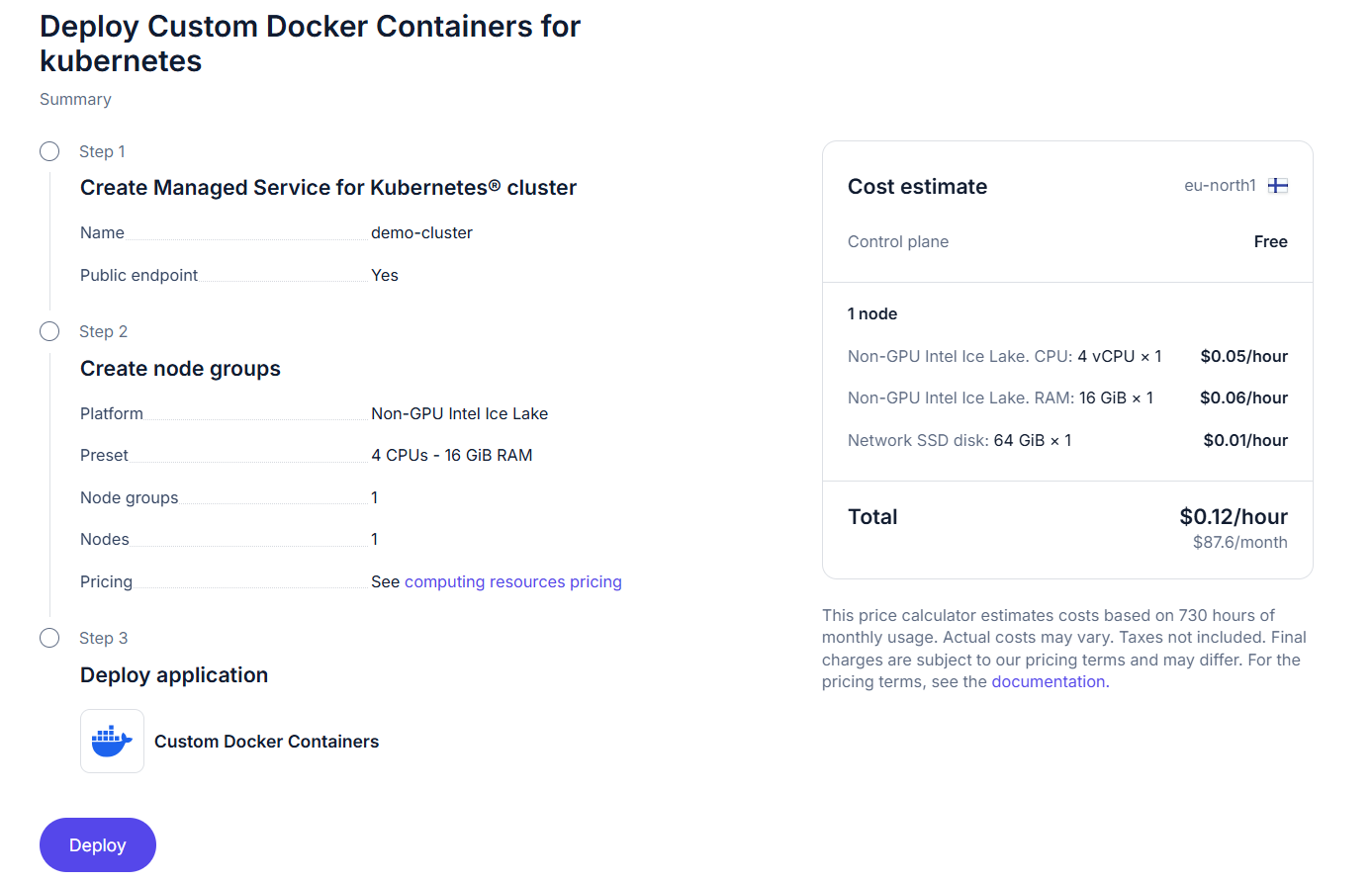 Final recap, includes also the estimated costs