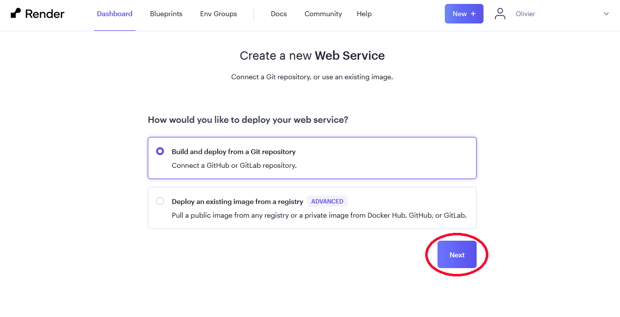image build from GitHub and Next